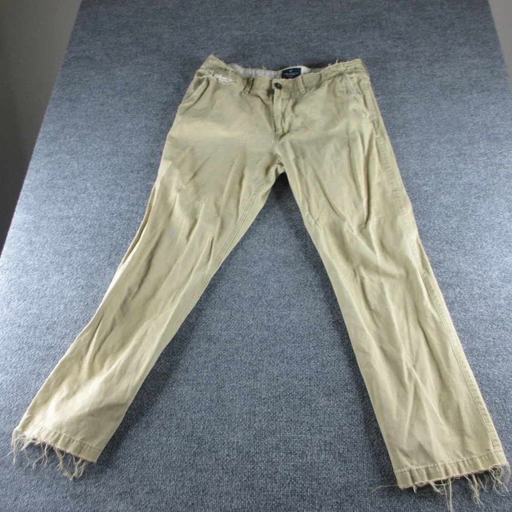 American Eagle Outfitters Pants Mens 36x32 Beige Relaxed Straight Distressed